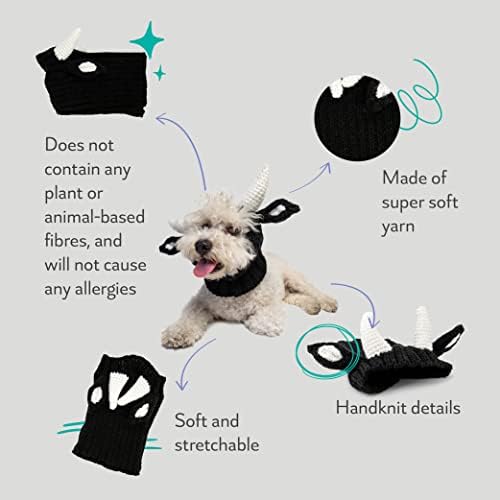 Zoo Snoods Bull Costume - Warm Knit Cow Dog Snood Wrap for Pets, Neck Ear Cover Protection for Halloween Winter (Small) - Image 2