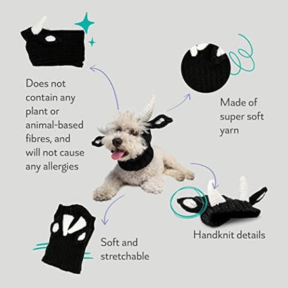 Zoo Snoods Bull Costume - Warm Knit Cow Dog Snood Wrap for Pets, Neck Ear Cover Protection for Halloween Winter (Small) - Image 2