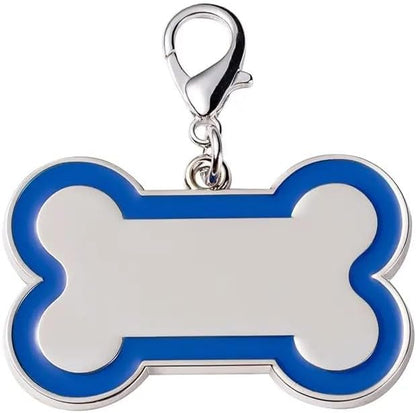 Double-Sided Personalized Dog Tags for Pets - pet ID tag, Laser Engraved Dog tag, Name tag for Dog Collar, Dog Tags for Large Dogs (Blue, Bone-Shaped-Large)