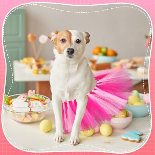 Dog Tutu for Dogs Tulle Skirt Pet Costume, Hot Pink and Pink - Image 4