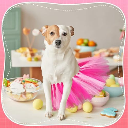 Dog Tutu for Dogs Tulle Skirt Pet Costume, Hot Pink and Pink - Image 4