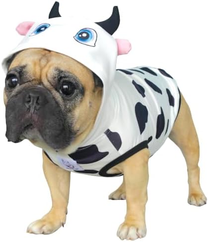 iChoue English Bulldog Halloween Costume Clothes Hoodie Milch Cow, XL by IAMAFRENCHIE