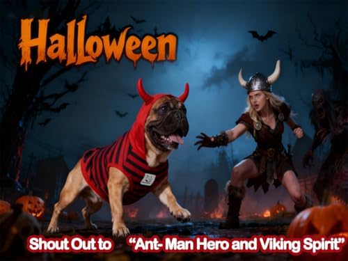 iChoue English Bulldog Halloween Costume Clothes Outfits Red Devil Ant, XXL - Image 4