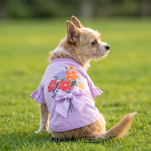 Fitwarm Floral Bouquet Dog Shirt, Sweet Summer Clothes for Small Dogs Girl, Lovely Pet Outfit, Lavender, Large - Image 5