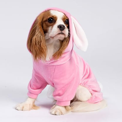 Fitwarm Dog Halloween Bunny Costumes, Funny Dog Hooded Pajamas, Doggy Clothes for Small Dogs Boy Girl, Pet Apparel, Pink, White, Medium - Image 2