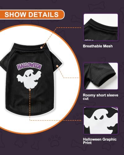 Pet Halloween T-Shirt Dog Costumes, Breathable Clothes Stretchable Shirt for Puupy or Kitten.(Purple X-Large) - Image 6