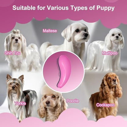 Small Dog Brush, Skin-friendly Soft Bristles (Pink) - Image 6