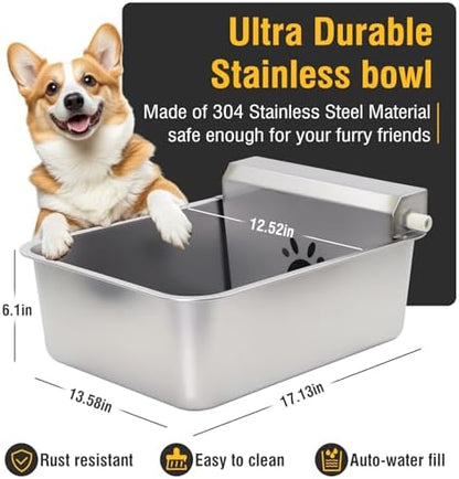 5Gal/20L Automatic Dog Water Dispenser, 78.7" Hose Stainless Steel Bowl