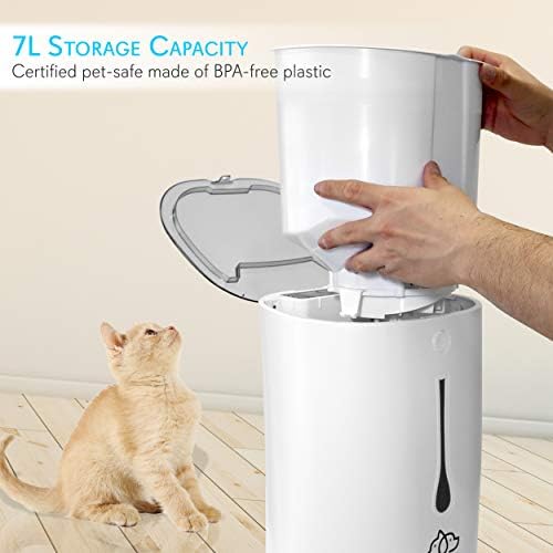 SereneLife 7QT Smart Automatic Pet Feeder - Electronic Digital Dry Food Dispenser for Cats and Dogs with Built-in Microphone, Voice Recorder, Timer Programmable, Optional Battery Operation