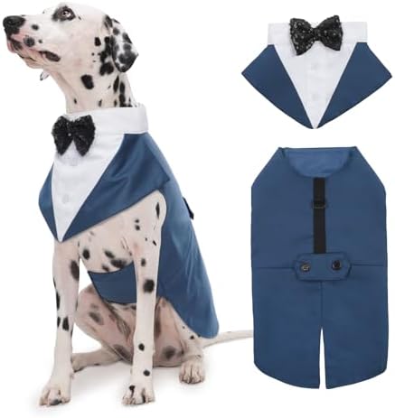 Kuoser Dog Tuxedo, Dog Suit and Bandana Set, Dogs Costume with D-Ring by Kuoser