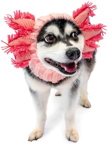 Zoo Snoods Axolotl Dog Costume - Warm Crochet Salamander Snood Wrap for Pets, Neck Ear Cover Protection, Halloween Winter (Medium) by ZooSnoods