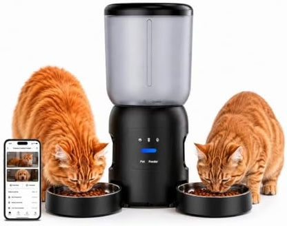 Automatic Cat Feeder with Camera, Dual Bowl 6L WiFi Pet Feeder
