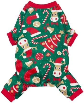 Fitwarm Christmas Dog Pajamas, Dog Winter Clothes for Small Dogs Boy Girl, Lightweight Velvet Pet Jammies, Red, Green, XXL by Fitwarm