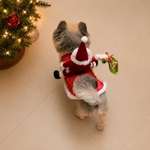 Santa Rider Pet Halloween Costume with Plush Santa Doll- Small to Medium-Large Breed Funny Clothes Outfit Apparel (Small) - Image 7