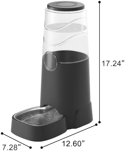 8L Automatic Dog Water Dispenser with Stainless Steel Feeder Bowl