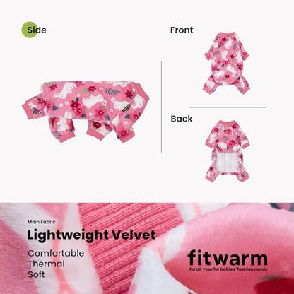 Fitwarm Floral Bunny Dog Pajamas, Cute Easter Outfit for Small Dogs Girl, Festive Pet Clothes, Pink, Red, White, XL - Image 5