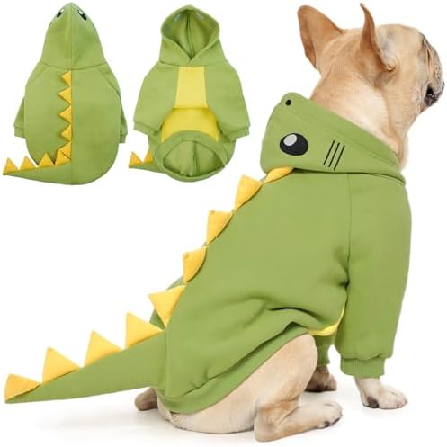 QBLEEV Dog Dinosaur Costume, Dog Halloween Costume with Hoodie by QBLEEV
