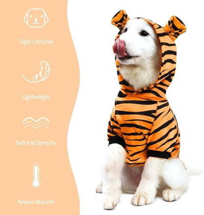 NACOCO Halloween Dog Tiger Costume-Pet Cosplay Clothes Cat Coat Hoodie Outfits Warm Winter Apparel for Dog Small and Medium Cat(Orange, 4XL) - Image 3