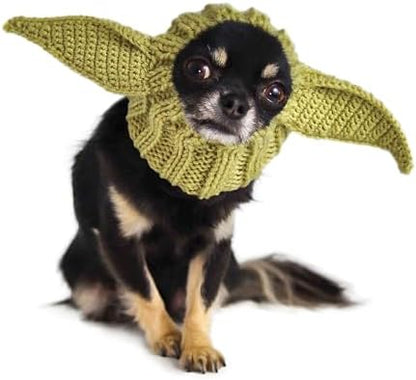 Zoo Snoods Baby Yoda Costume - Alien Knit Dog Snood Wrap for Pets, Warm Neck Ear Cover Protection for Halloween and Winter (Small) by ZooSnoods