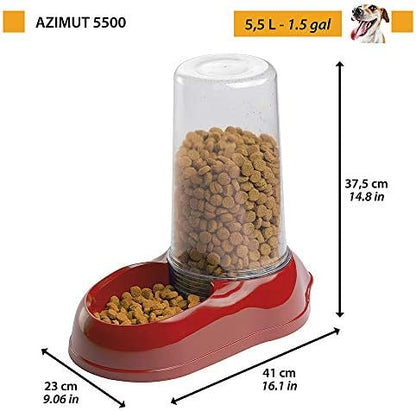 Ferplast Dispenser Food or Water for Large Dogs AZIMUT 5500 pet Dispenser 5,5 Liter Feeder for Dry Food Water, Robust Plastic, Non-Slip Bottom, 23 x 41 x h 37,5 cm White