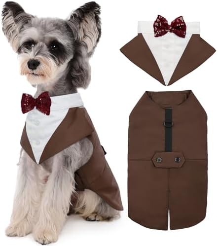 Kuoser Dog Tuxedo, Dog Suit and Bandana Set, Dogs Costume with D-Ring by Kuoser