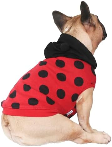 iChoue French Bulldog Halloween Costume Clothes Hoodies Outfits Lady Bug, S - Image 3