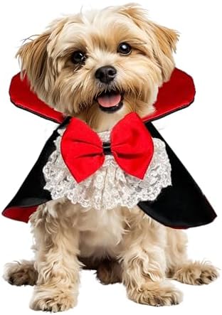 Halloween Vampire Costume for Dogs Cats, Spooky Pet Costume Cosplay Cloak Red Black Spooky Trick or Treat Cat Cape Apparel for Halloween Party Decorations-L by Unknown