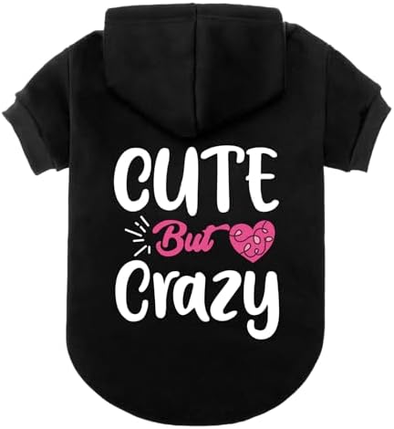 EXPAWLORER Dog Hoodies for Small Medium Large Dogs,Cute But Crazy Black XS by EXPAWLORER