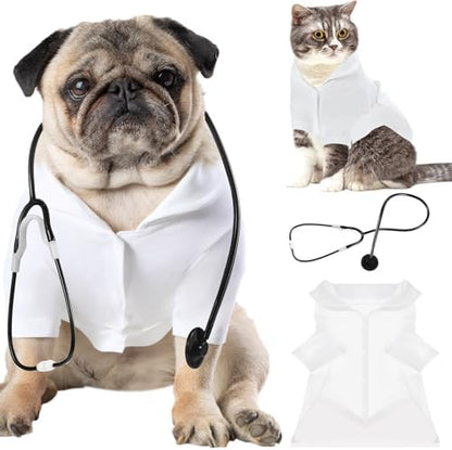 Dog Doctor Costume Cat Surgeon Nurse Costumes with Stethoscope, White, M by Huhumy