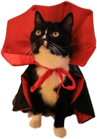 Dog Cat Vampire Cloak Costume for Small Medium Large Dogs Cats, Halloween Dog Costumes Cat Vampire Cloak by Puoyis