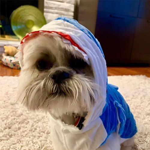NACOCO Dog Shark Costume Cute Pet Clothes Halloween Holiday Coat Hoodie for Cats and Dogs (Blue, XS) - Image 3
