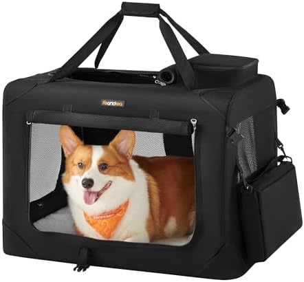 Feandrea Collapsible Soft Dog Crate, Portable Travel Carrier, 28 Inches