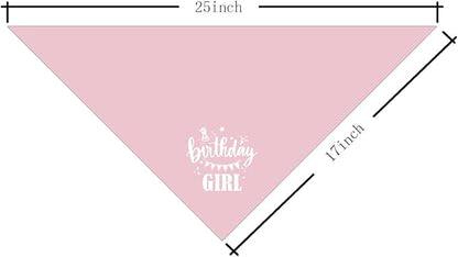 Birthday Girl Dog Bandana - Pink, Funny, Cute Triangle Scarf for Small, Medium, Large Dogs - Pet Accessories, Gift for Dog Lovers (D31)