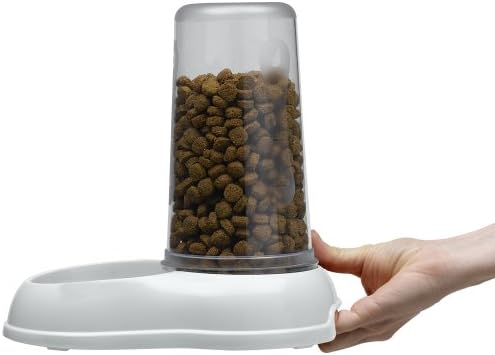 Ferplast Food or Water Dispenser for Dogs and Cats AZIMUT 1500 Pet Dispenser 1, 5 Liter Dry Food Feeder Water Feeder, Sturdy Plastic, Non-Slip Bottom, 16,5 x 25 x h 24,5 cm White
