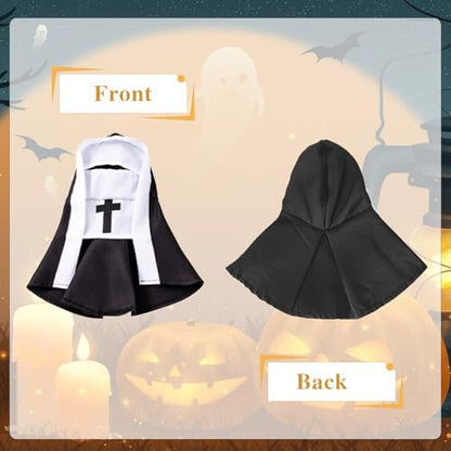 Pet Cat Dog Nun Costume: Cloak Outfit Small Cat Dog Halloween Cosplay Outfit Costume Nun for Small Dogs Puppy Dress Up Pets Apparel Holiday Party Clothes - Image 2