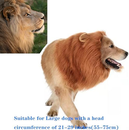 Funny Dog Cosplay Lion Brown Wig, Realistic Lion Mane Wig, Dog Lion Mane for Halloween, Christmas, Parties, Festivals, Dog Wigs for Large Dogs - Image 2