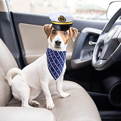 Yewong Pet Captain Sailors Costume Set Dog Cat Sea Captain Hat with Pet Anchor Triangle Bibs Scarf for Cat Puppy Navy Halloween Cosplay Costume Accessories Photo Props (White-B) - Image 7