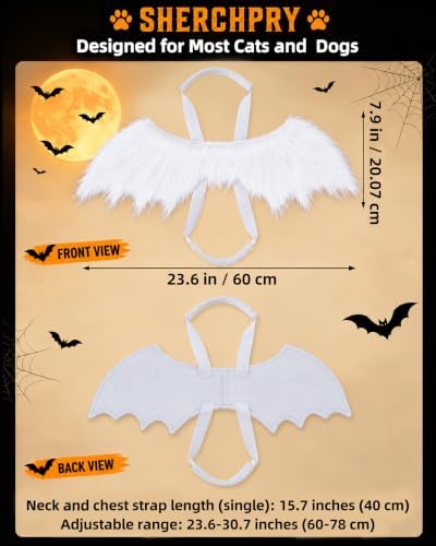 Pet Halloween Wings for Dogs & Cats, Adjustable Angel Devil Costume - Image 2