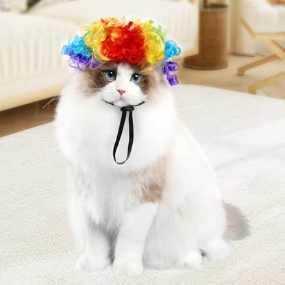 1pcs Funny Pets Wigs for Dog, Funny Rainbow Curly Dog Wig Adjustable Pet Wigs for Halloween Pet Cat Decoration Accessories for Halloween, Christmas, Parties Cosplay - Image 7
