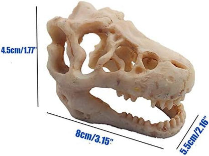 2 Pack Dinosaur Aquarium Decorations Skull Aquarium Ornament Mini Dinosaur Mold Decoration Tank Reptile Hide Decor with Holes Fish Tank Landscape Reptile Betta Fish Hideout Caves