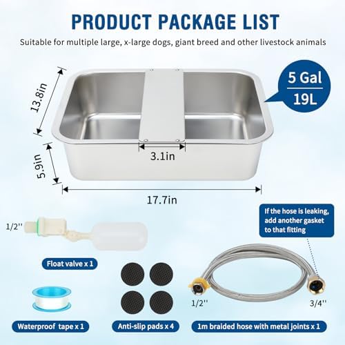 BWOGUE 5 Gal Automatic Dog Water Dispenser, Stainless Steel Bowl for Dogs