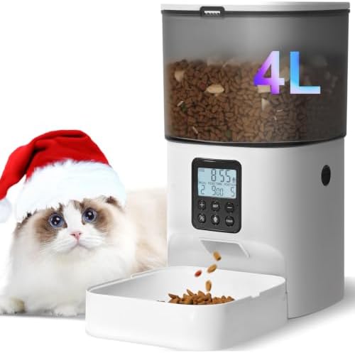 ANDOLL HOME Automatic Cat Feeder,4L Timed Cat＆Dog Dry Food Dispenser