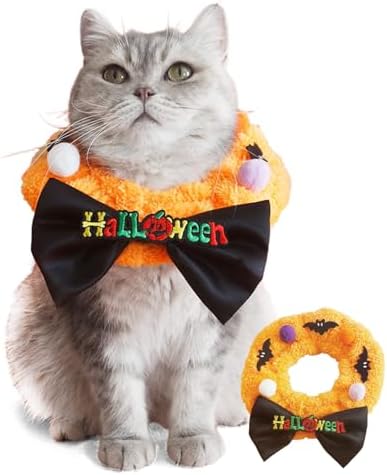 Dog Halloween Costumes Plush Collar with Bow Tie, Cute Pet Costumes for Cats Dogs, Fluffy Halloween Neck Accessory Cat Clothes Dog Costume for Party Photos, L by Unknown