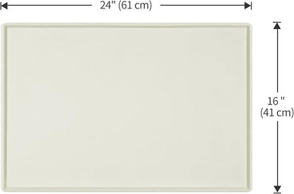 Dog Food Mat,Silicone Waterproof Food Tray,Non Slip Pet Bowl Mats Placemat,0.6" Raised Edge,Suitable for Most Small and Medium Sized Pets,24" x 16"