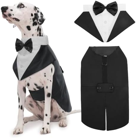 Kuoser Dog Tuxedo, Dog Suit and Bandana Set, Dogs Costume with D-Ring by Kuoser