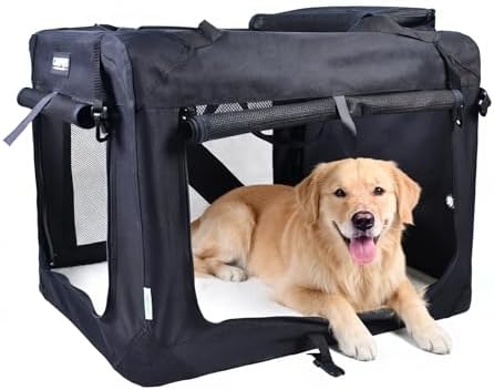 JESPET 3 Door Portable Collapsible Soft Dog Crate Carrier with Bed