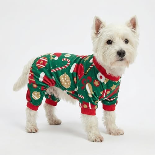 Fitwarm Christmas Dog Pajamas, Dog Winter Clothes for Small Dogs Boy Girl, Lightweight Velvet Pet Jammies, Red, Green, XXL - Image 3