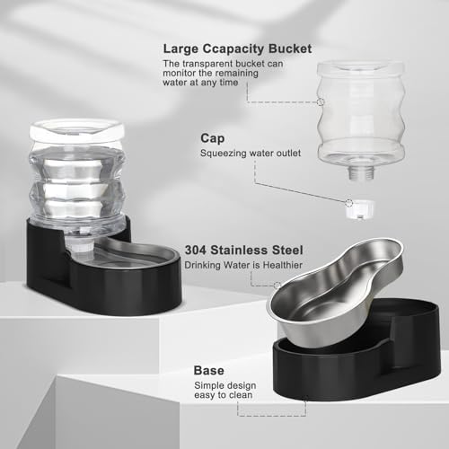 RIZZARI 4L Gravity Cat Water Dispenser:Spill Resistant for Apartments