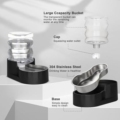 RIZZARI 4L Gravity Cat Water Dispenser:Spill Resistant for Apartments