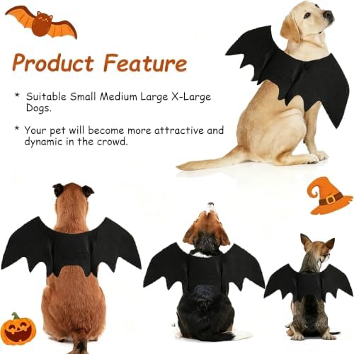 Dog Bat Wings Costumes for Dogs Halloween Party Pet Outfit Black M - Image 4